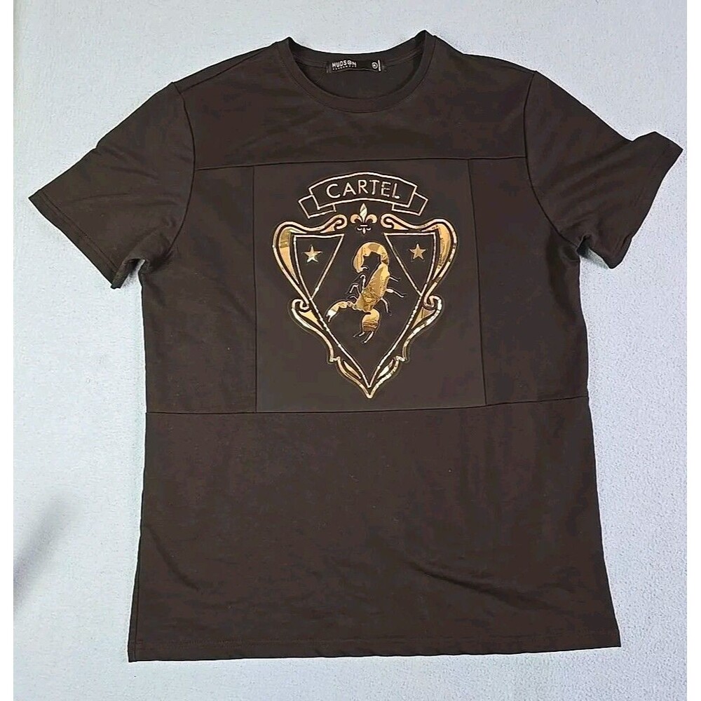 Hudson NYC Men's Graphic T-Shirt Black XL Streetwear Urban Foil Print Hip Hop